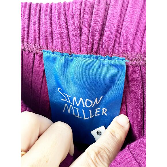 Simon Miller Ribbed Cyrene Berry Burgundy Pull-On Knit Pants Size Medium - Picture 4 of 8